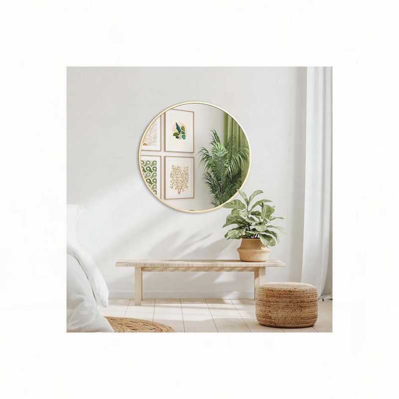 Miroir mural pour salle de bain, 32 po x 32 po, Doré