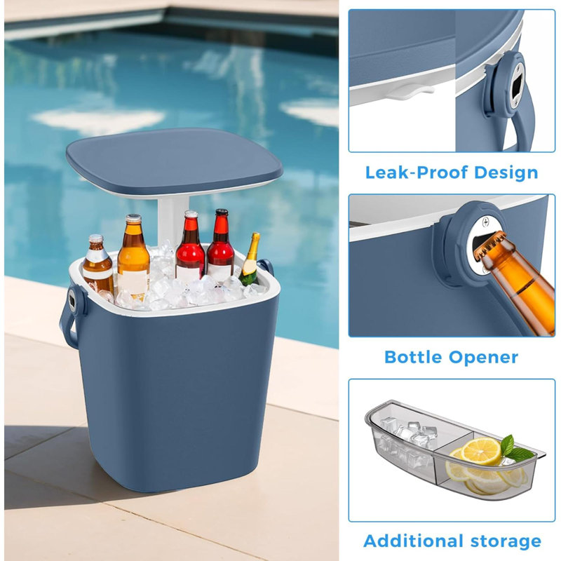 Portable Ice Bucket Table For Parties 3 In1 Ice Cooler Cocktail Patio Cool Bar Table For Camping Poolside Party