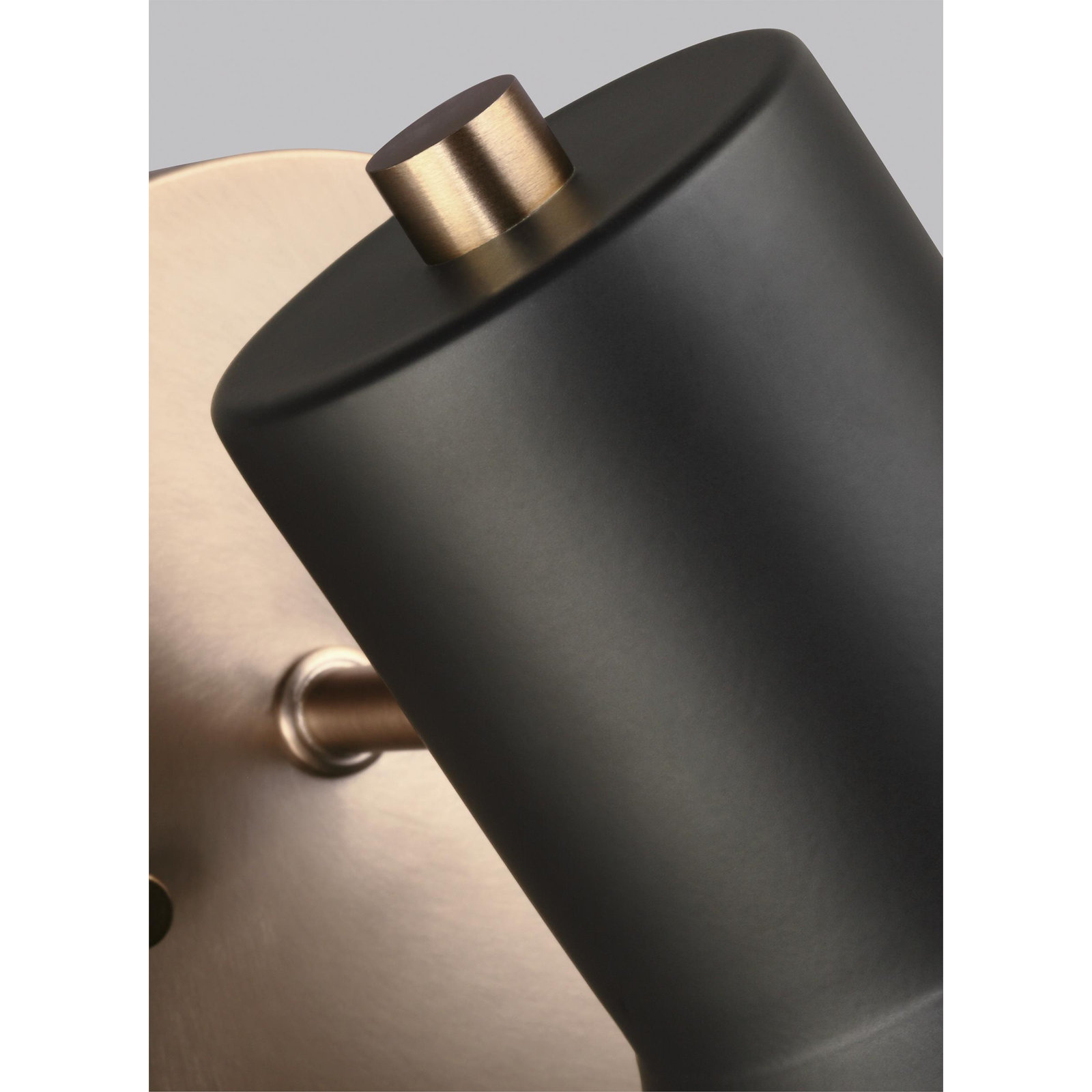 Byers Single Light Dimmable Armed Sconce, No, Satin Brass/Steel Black