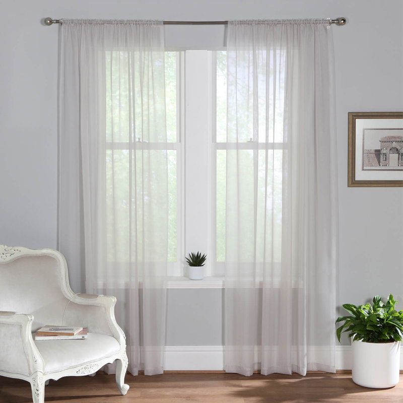 Alayjiah Sheer Slot Top Panel Pair, 149cm Width x 122cm Drop, Purple