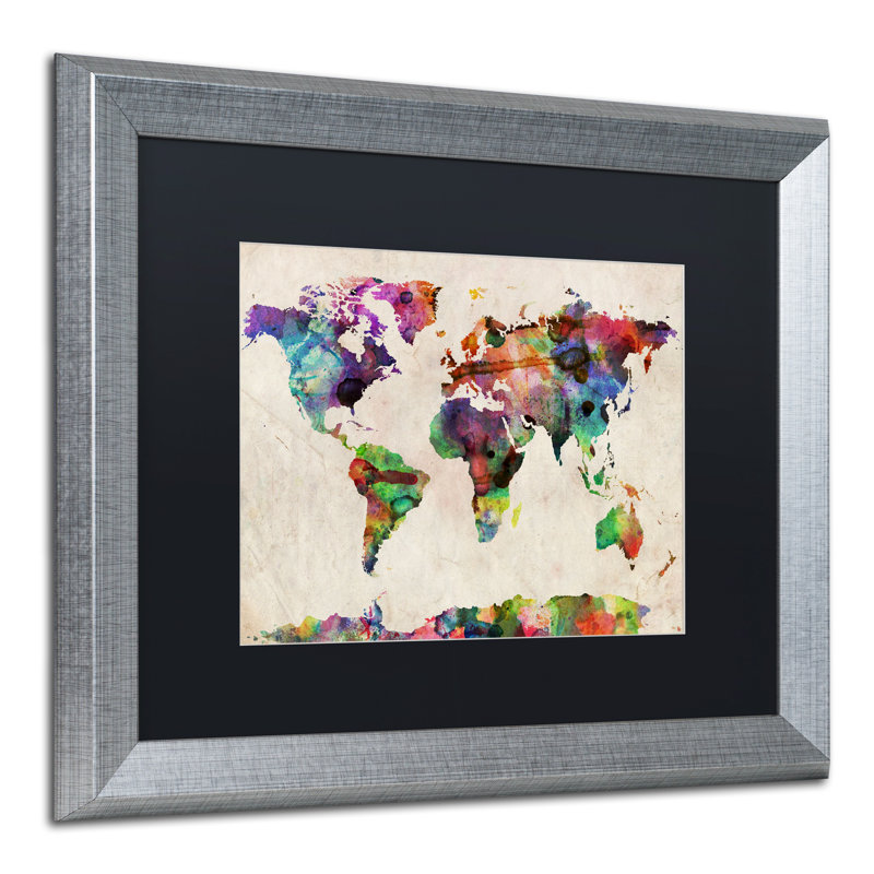 " Urban Watercolor World Map " by Michael Tompsett, 16" H x 20" W x 0.5" D