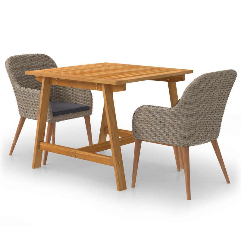 Ensemble bistro long pour 2 personnes 34,6 po Darcell Square, Brun
