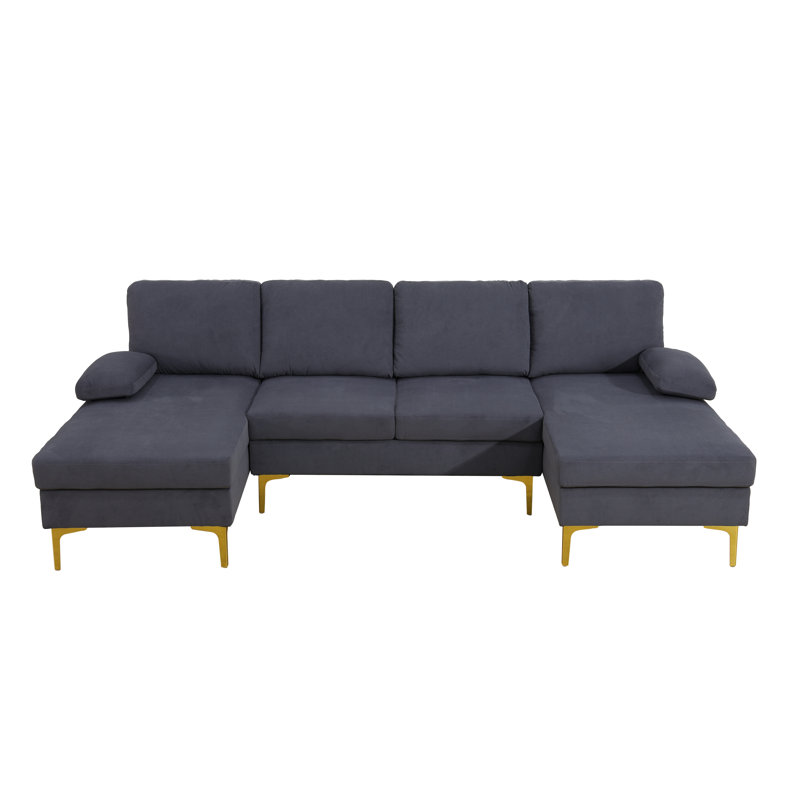 Komor Upholstered Sectional Symmetrical, Gray Fabric