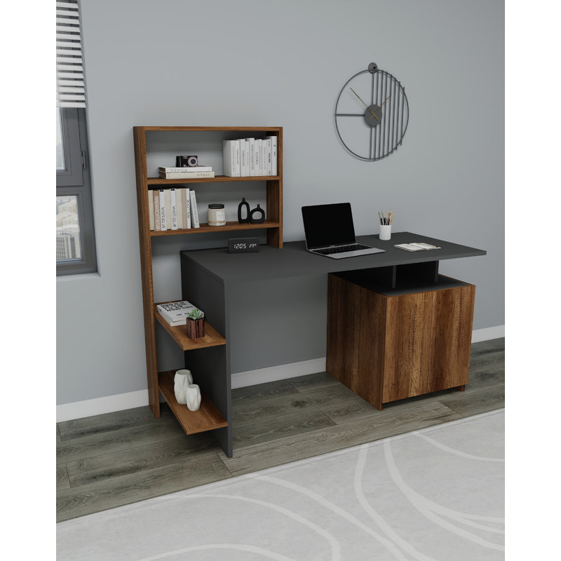 Computer Desk Ezekiella Lake, Anthracite/Walnut