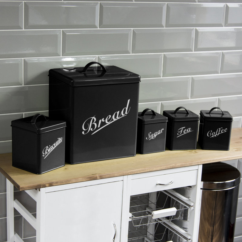 Vida Metal Jar - Set of 5, Black