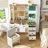White Makeup Vanity Set with Lights and Mirror & Storage Stool Dressing Vanity Table for Bedroom-1412352772