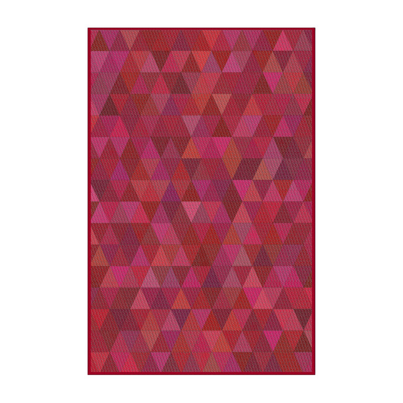 Tapis rouge/rose tissé à la machine, Rectangle 3 pi x 5 pi