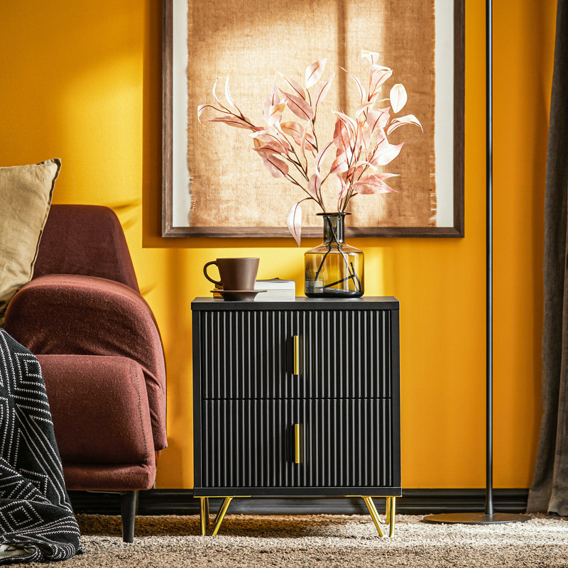 Aldea 40cm W Bedside Table, Black