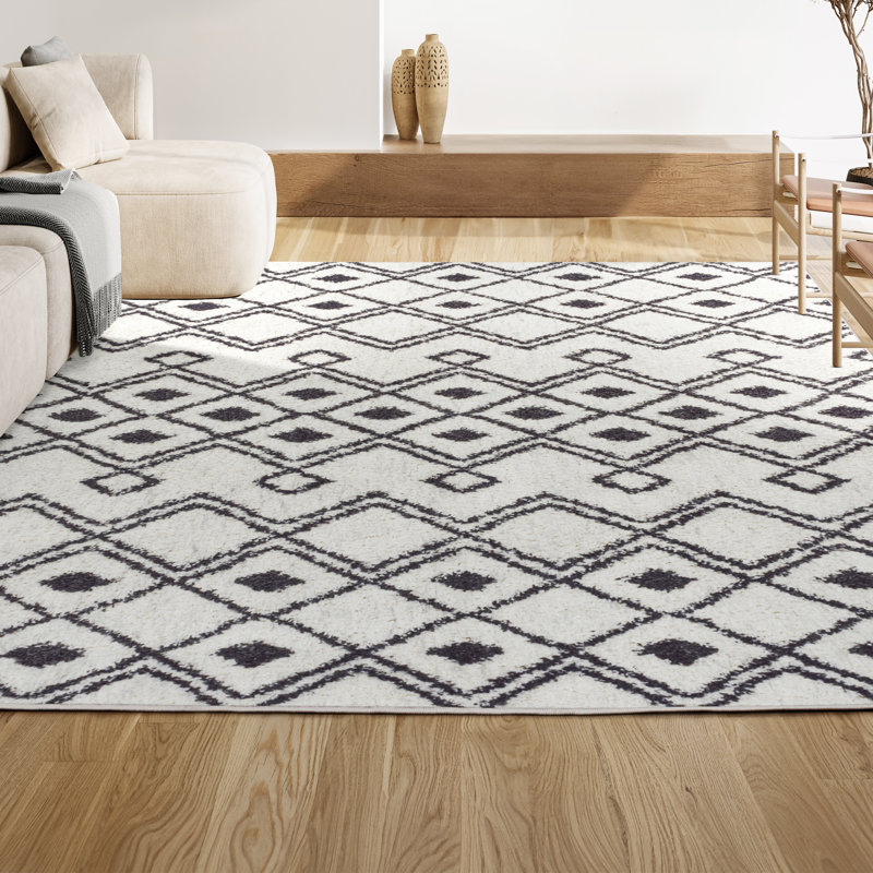 Tapis blanc / gris Caimari, Rectangle 4pi x 6 pi