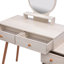 Table de coiffeuse avec tabouret rembourré, armoire de rangement grande capacité, 5 tiroirs, grand miroir rond, meuble de maquillage Fasionable