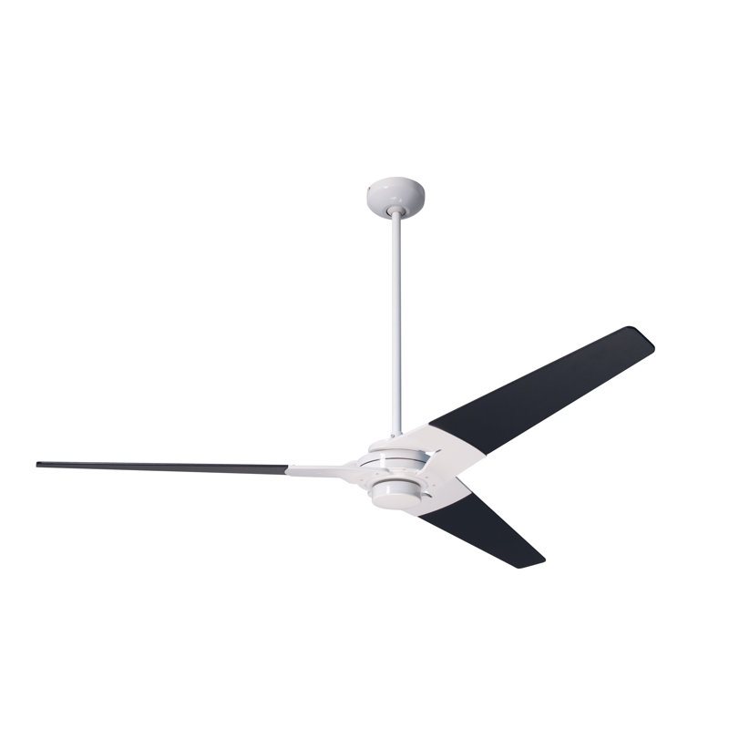 Torsion Downrod Ceiling Fan, Black, Gloss White, Handheld Remote
