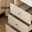 Vallux White Leather 3-Drawer Nightstand with Sintered Stone Top and USB Port