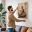 Seated Buddha in Stone Japandi - Wrapped Canvas-612966620-612966626