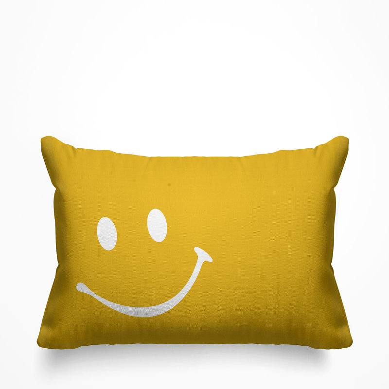 Housse et insert de coussin rectangulaire Sweet Sweet Smiley Face, Moutarde