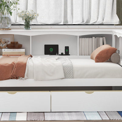 Twin Size Daybed With Two Storage Drawers, Storage Cabinets And USB Ports (Daybed)
