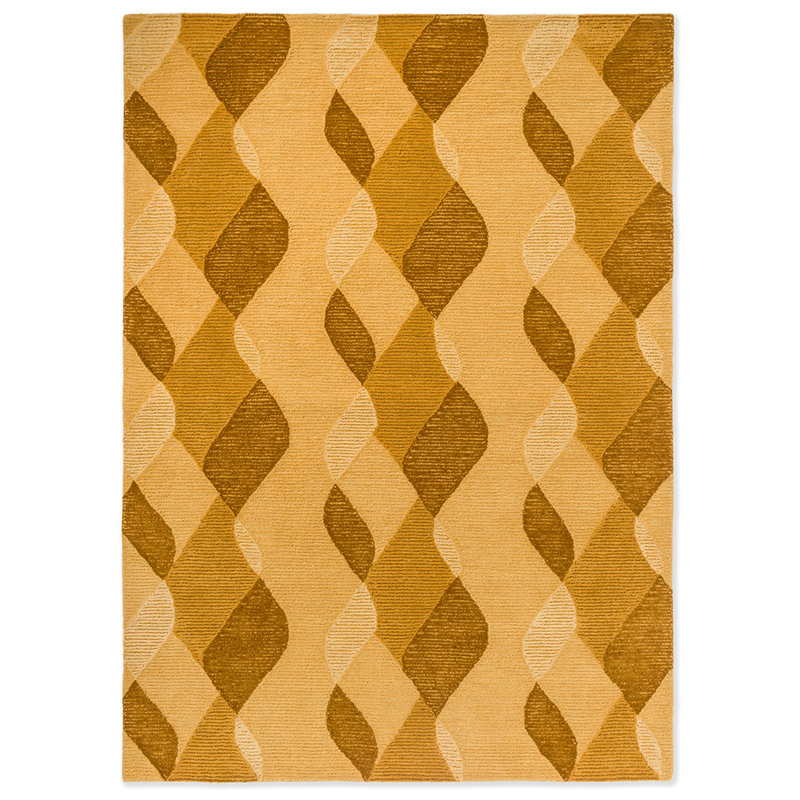 Wool Abstract Area Rug in Yellow, Rectangle 5'3" x 7'6"