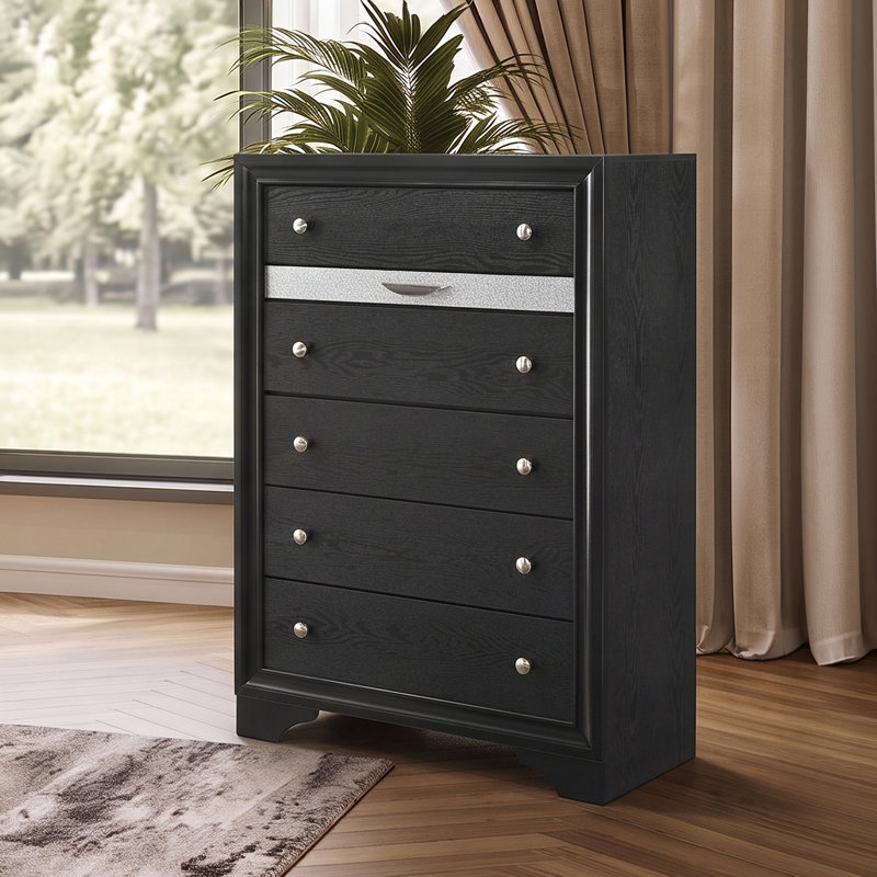Commode 6 tiroirs Smartt, Noir