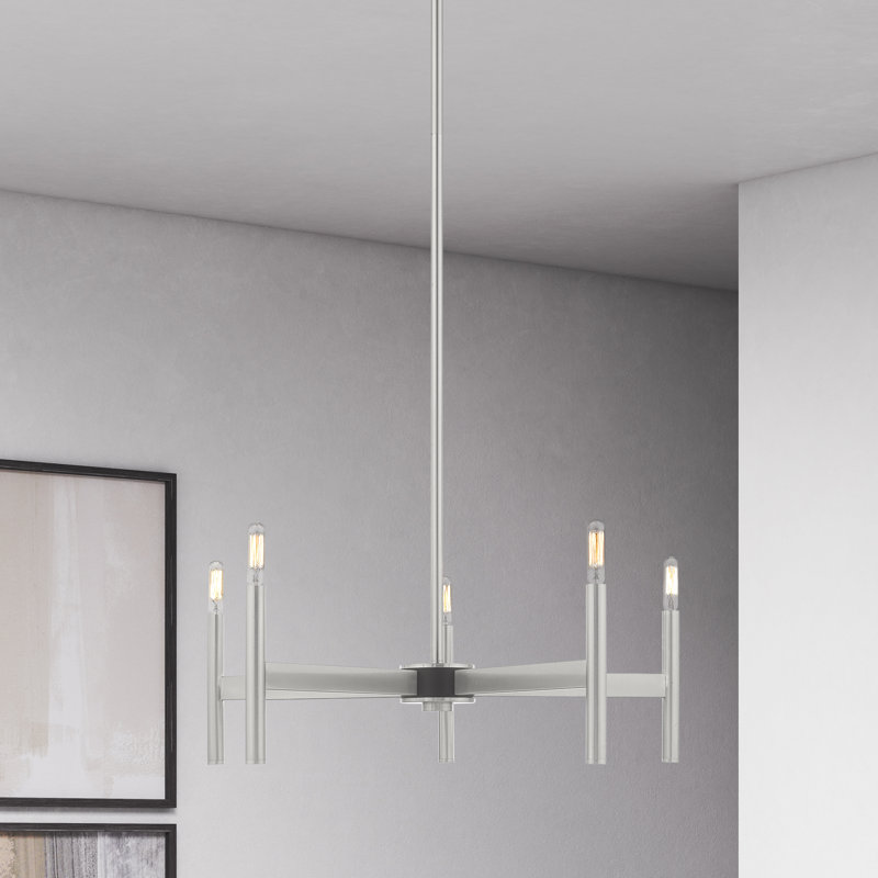 Martella 5-Light Chandelier, Nickel brossé, 5 lumières