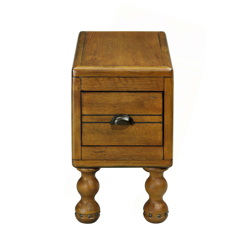 Solid Wood End Table,Rectangle 23.6 Inch Narrow Side Table With Drawer,Vintage Bedside Table Nightstand For Small Spaces,Living Room,Bedroom,Easy Assembly