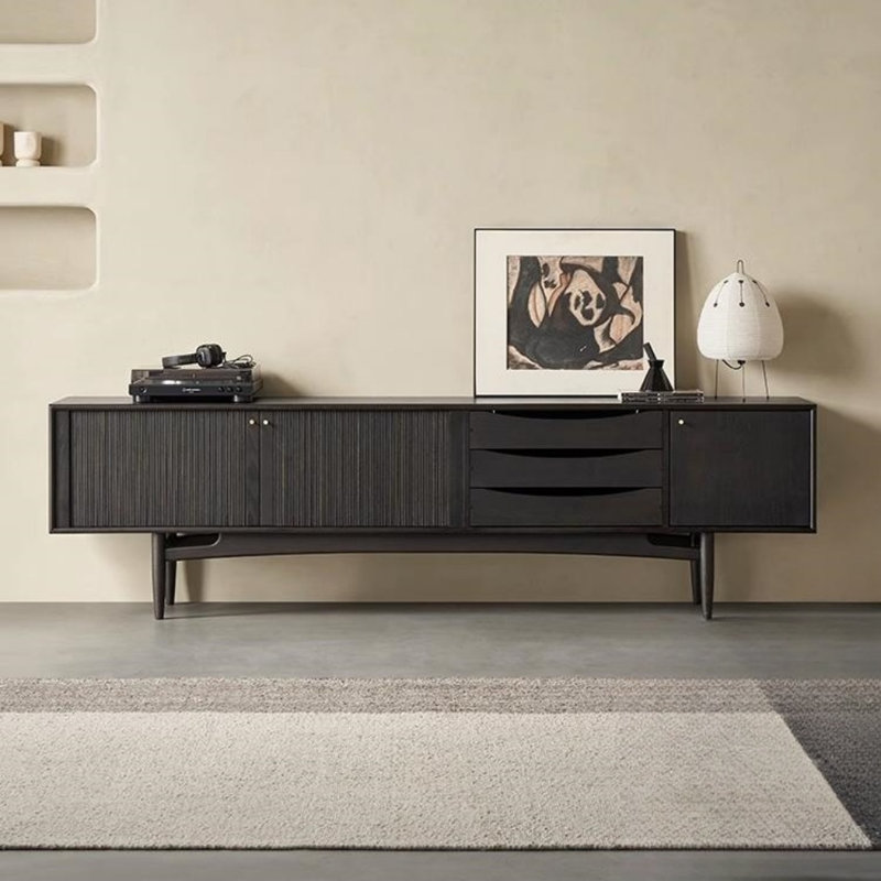 Meuble télé Retro Creative, H 24,41 po x L 86,61 po x l 16,54 po, Noir