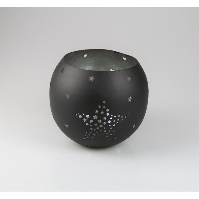 Metal Tabletop / Centrepiece Tealight Holder, Black/Silver, 40 cm H x 40 cm W x 40 cm D