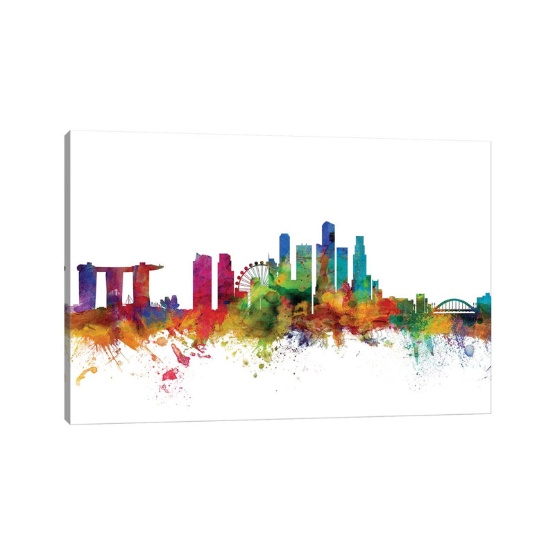 Singapore Skyline by Michael Tompsett - Wrapped Canvas Gallery-Wrapped Canvas Giclée, 20.32 cm H x 30.48 cm W