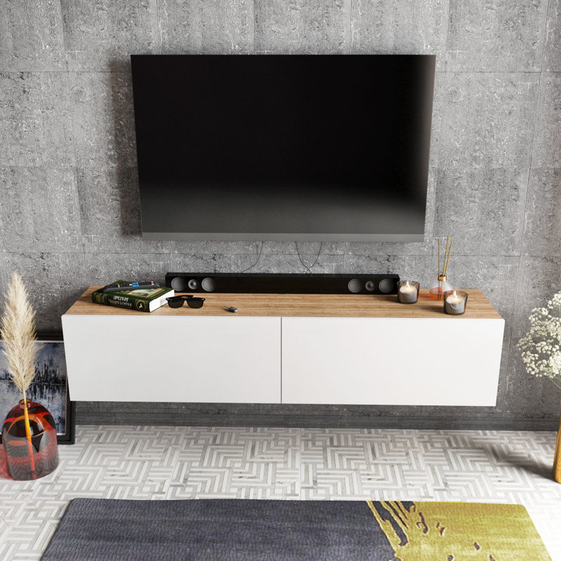 Meuble télé, Blanc / Brun