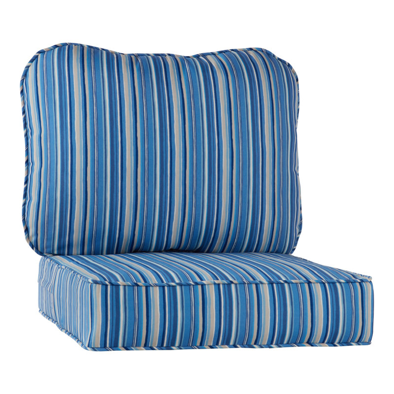 Outdoor 2-Piece Deep Seat Cushion Set, Sapphire Stripe