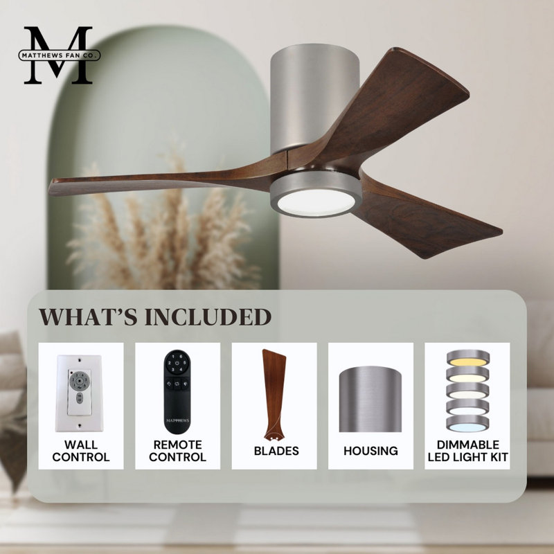 Irene LED Ceiling Fan, Brushed Nickel, Walnut, 60"