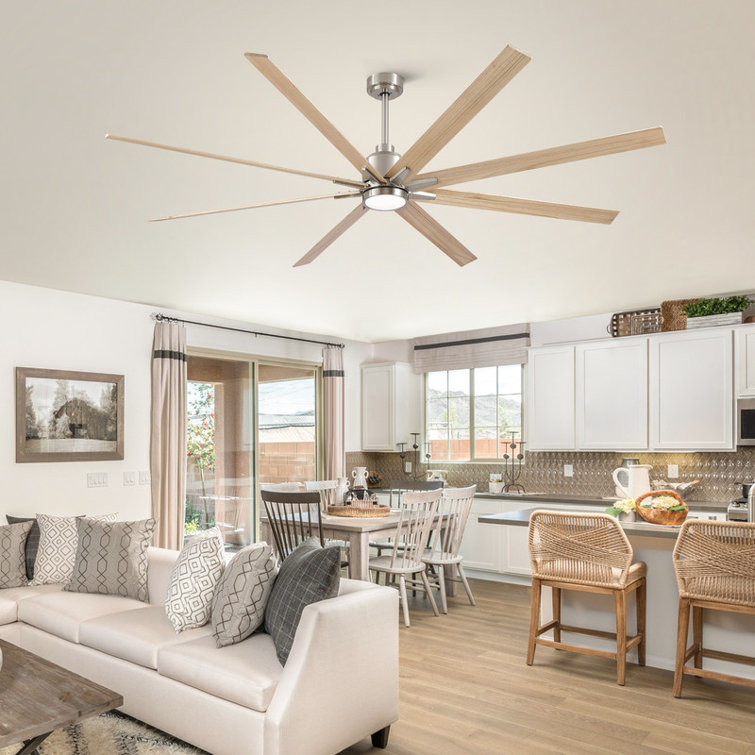 Oversized Windmill - Blade Modern Farmhouse Standard LED Ceiling Fan with Remote Control and Light Kit Included