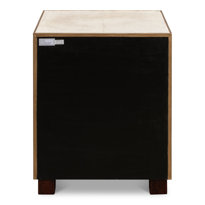 Shagreen 3 - Drawer Solid Wood Nightstand, Osprey White