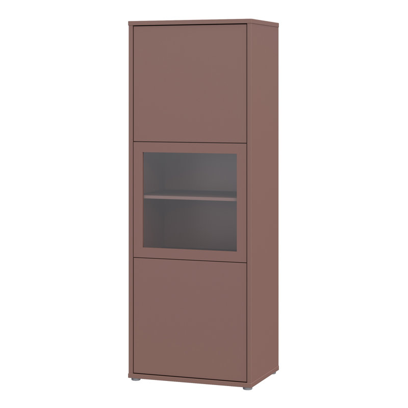 Modern 3-Door Display Cabinet, Engineered Wood, Brown