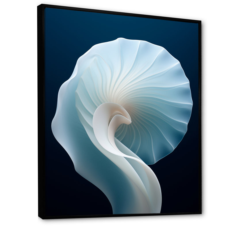 Azur bleu azur Nautilus Spiral I - Nautilus Wall Decor, H 32 po x l 16 po x P 1 po, Cadre flottant noir
