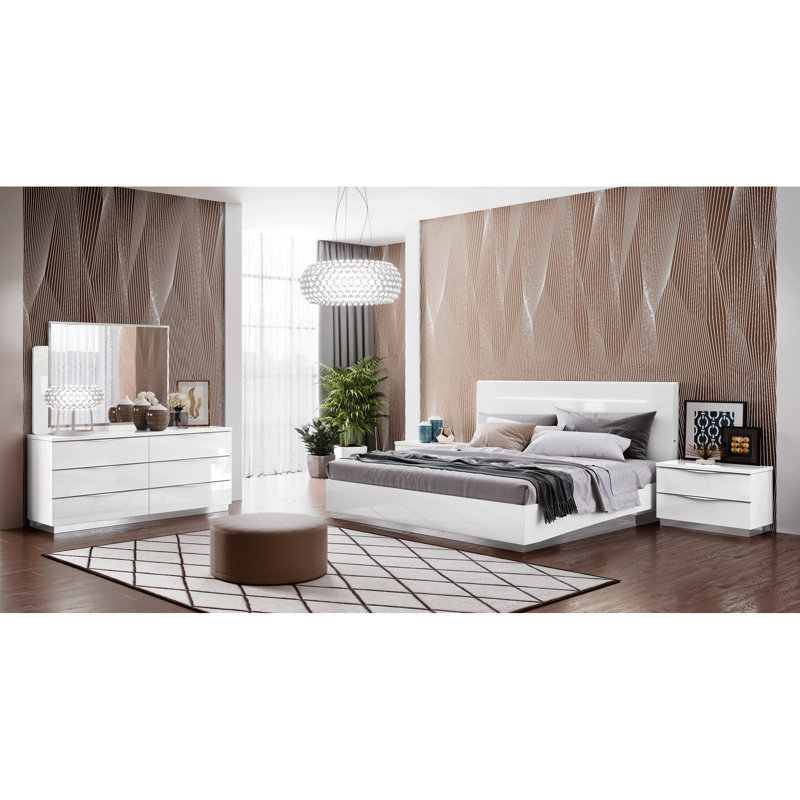 Noci Design Olivia Queen Bed Platform Bed, King 