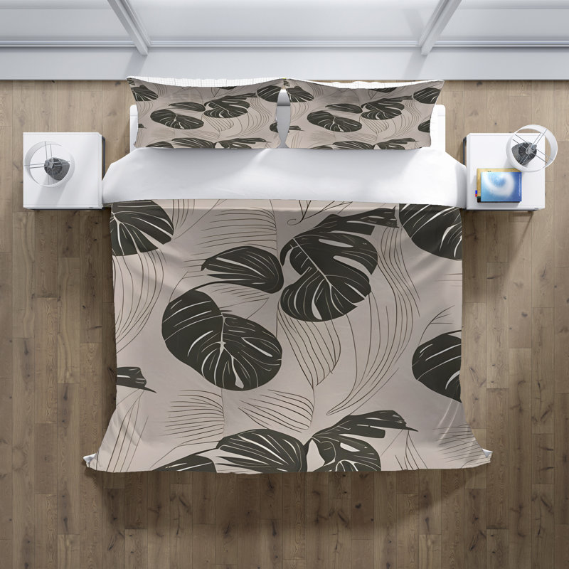 Polyester Floral Duvet Cover, King Duvet Cover + 2 King Shams