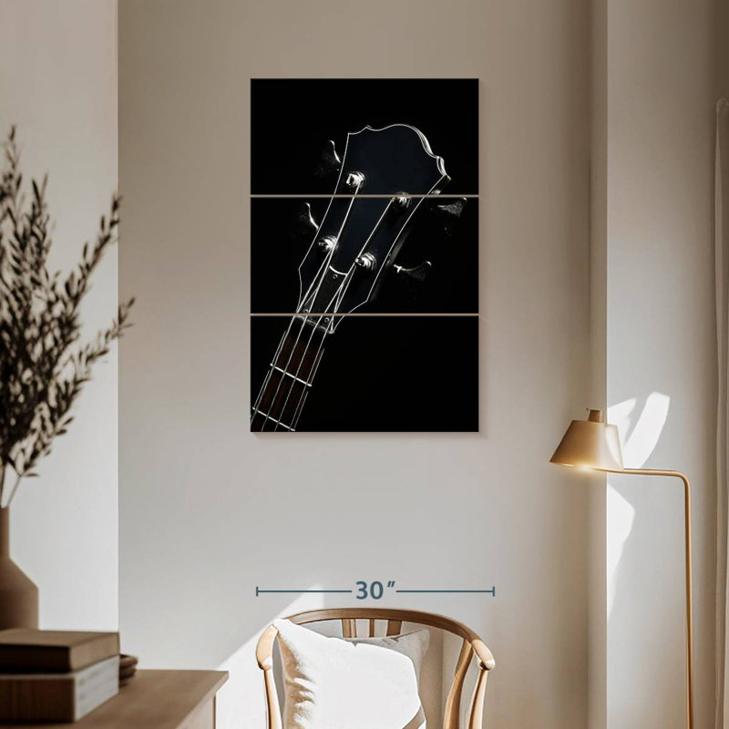 Tête de guitare noire Abarca, H 57 po x l 36 po