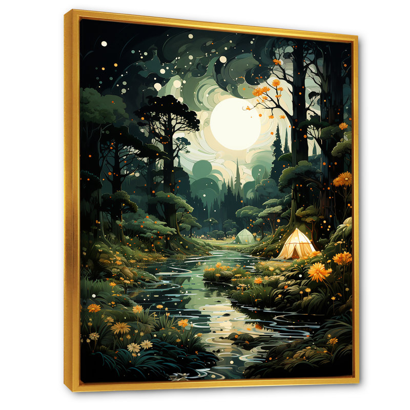 Backcountry Escape - camping, art mural, H 40 po x l 30 po x P 1,5 po, Cadre flottant doré
