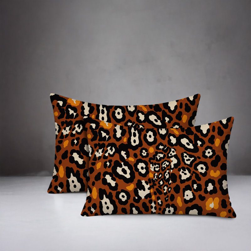 Oreiller réversible intérieur / extérieur à imprimé zébré Tari, 25x18, Burnt Orange
