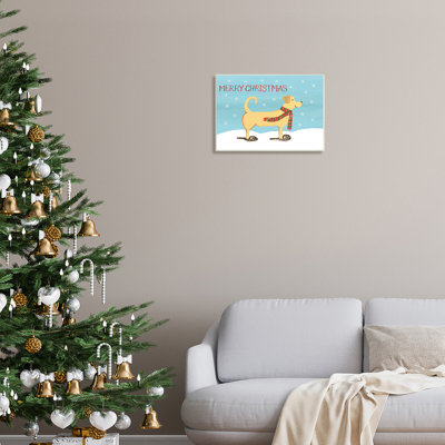 Art de Noël avec raquette de Noël portant un foulard, paysage d'hiver noir, estampe numérique encadrée par Heather Strianese