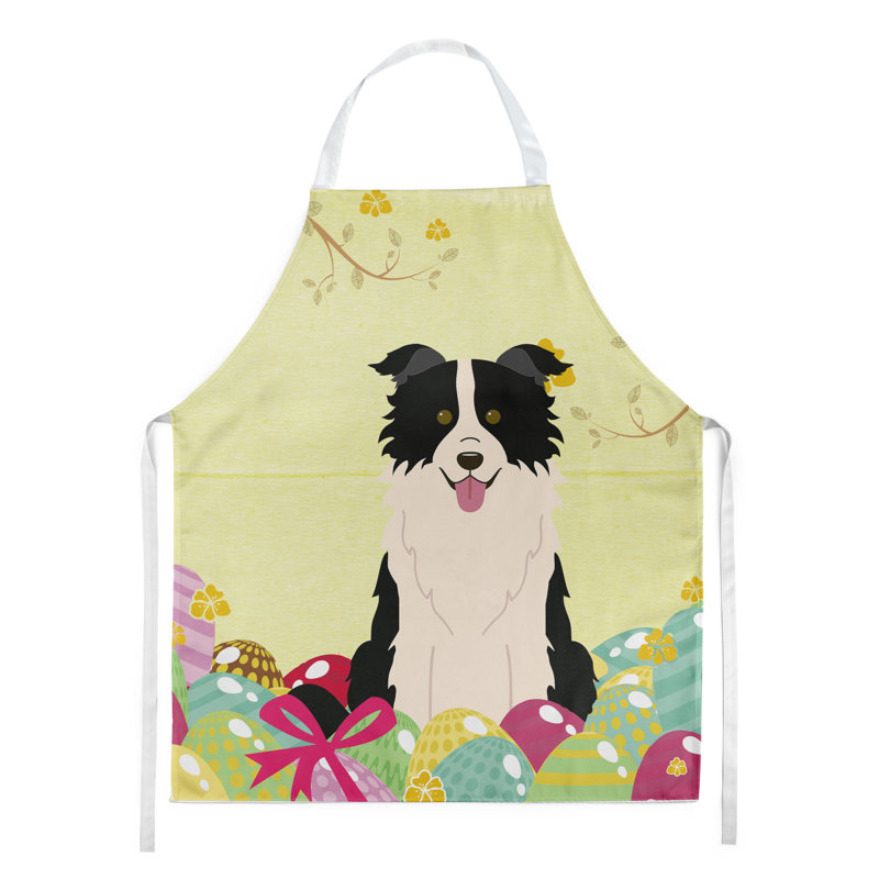 Tablier œufs de pâques, Jaune / Noir / Blanc, Border collie