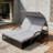 Outdoor Steel Frame Sun Lounger with Adjustable Backrest,Patio Double Sunbed with Hidden Side Table and Arched Armrests-1153081403