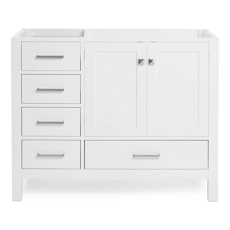 Cambridge 42'' W Single Bathroom Vanity Base, Brushed Nickel, White