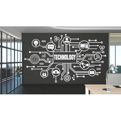 Décalcomanie d'art mural en vinyle technologie, autocollant de carte de circuit imprimé, décoration murale de bureau, autocollant mural de logiciel de gestion, ordinateur de bureau 309RS