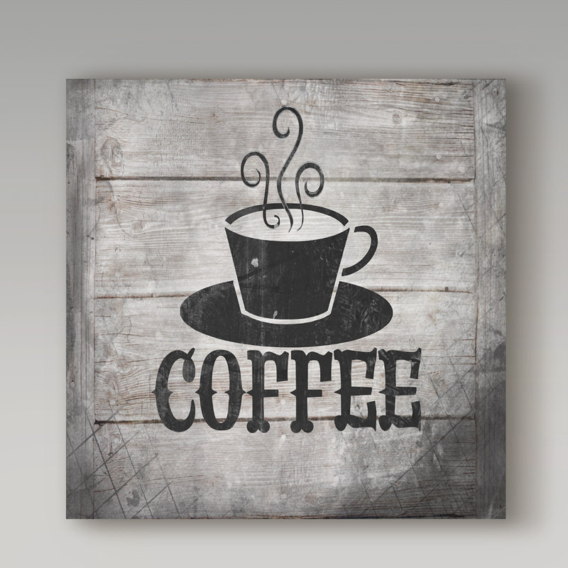 Impression d’art graphique sur toile tendue café, H 14 po x l 14 po x P 2 po