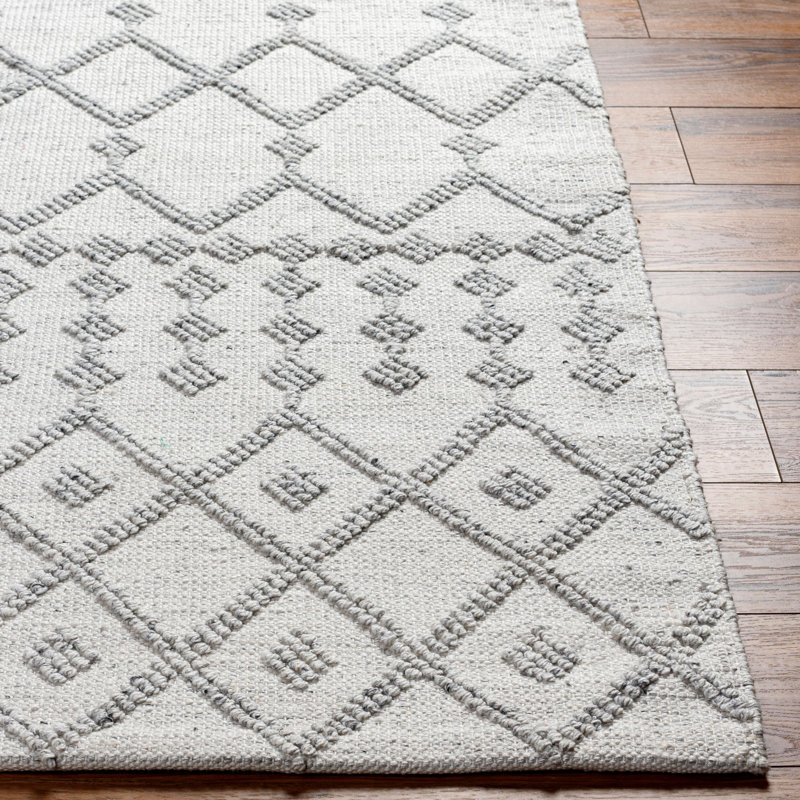Geometric Area Rug, Rectangle 9' x 12', Light Gray