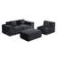 Canapé modulaire modulaire en velours côtelé avec repose-pieds, canapé convertible en L à 4 places, noir