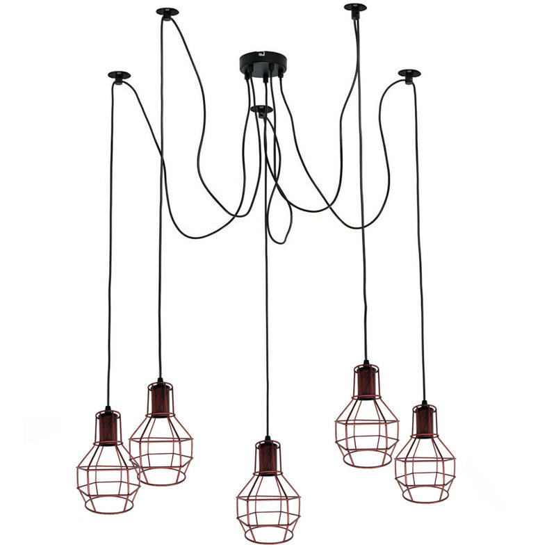 McAlester 5 - Light Cluster Pendant, Rustic Red