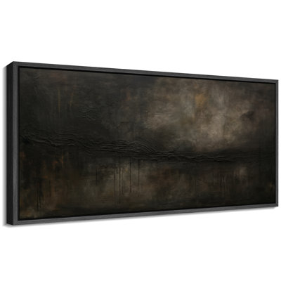 «Dark Moody Modern Abstract Landscape in Deep Earth Tones», reproduction d'art sur toile encadrée