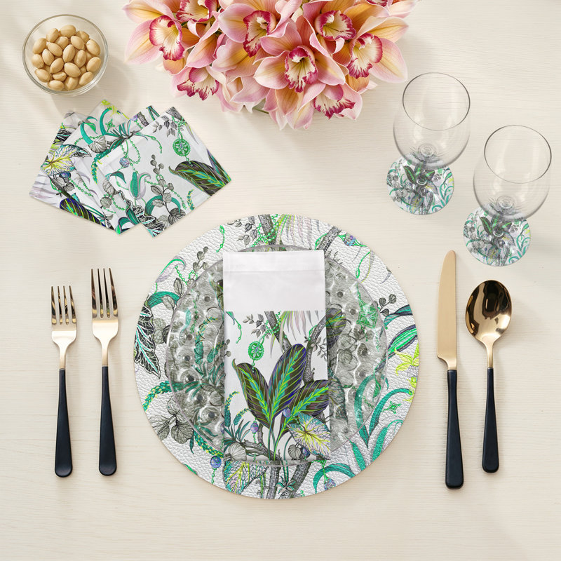 Amazonia Cotton Sateen Cocktail Napkins, Tourmaline