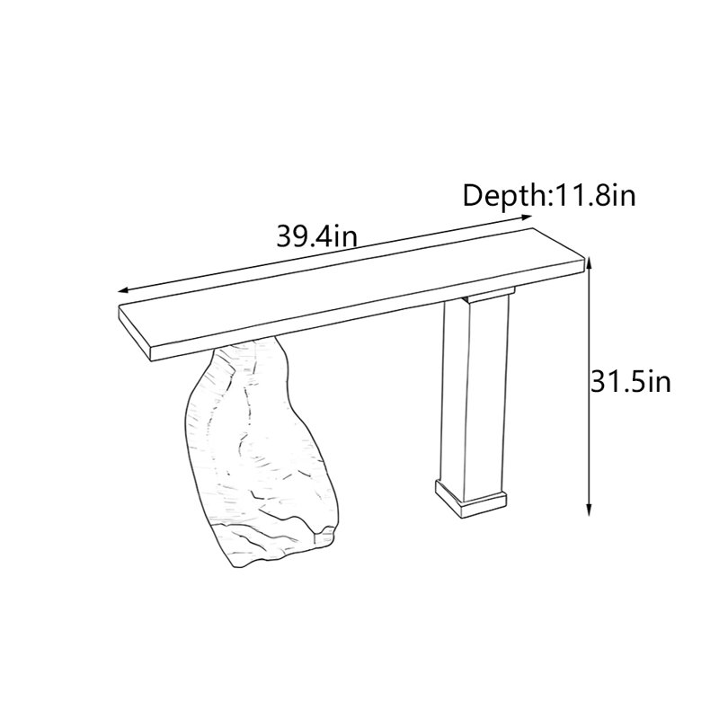 Solid Pine Wood Console Table, 31.5" H x 39.4" W x 11.8" D